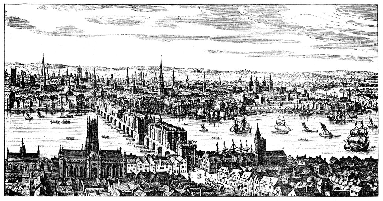 伦敦全景，1666年，1909年 作者 不明
