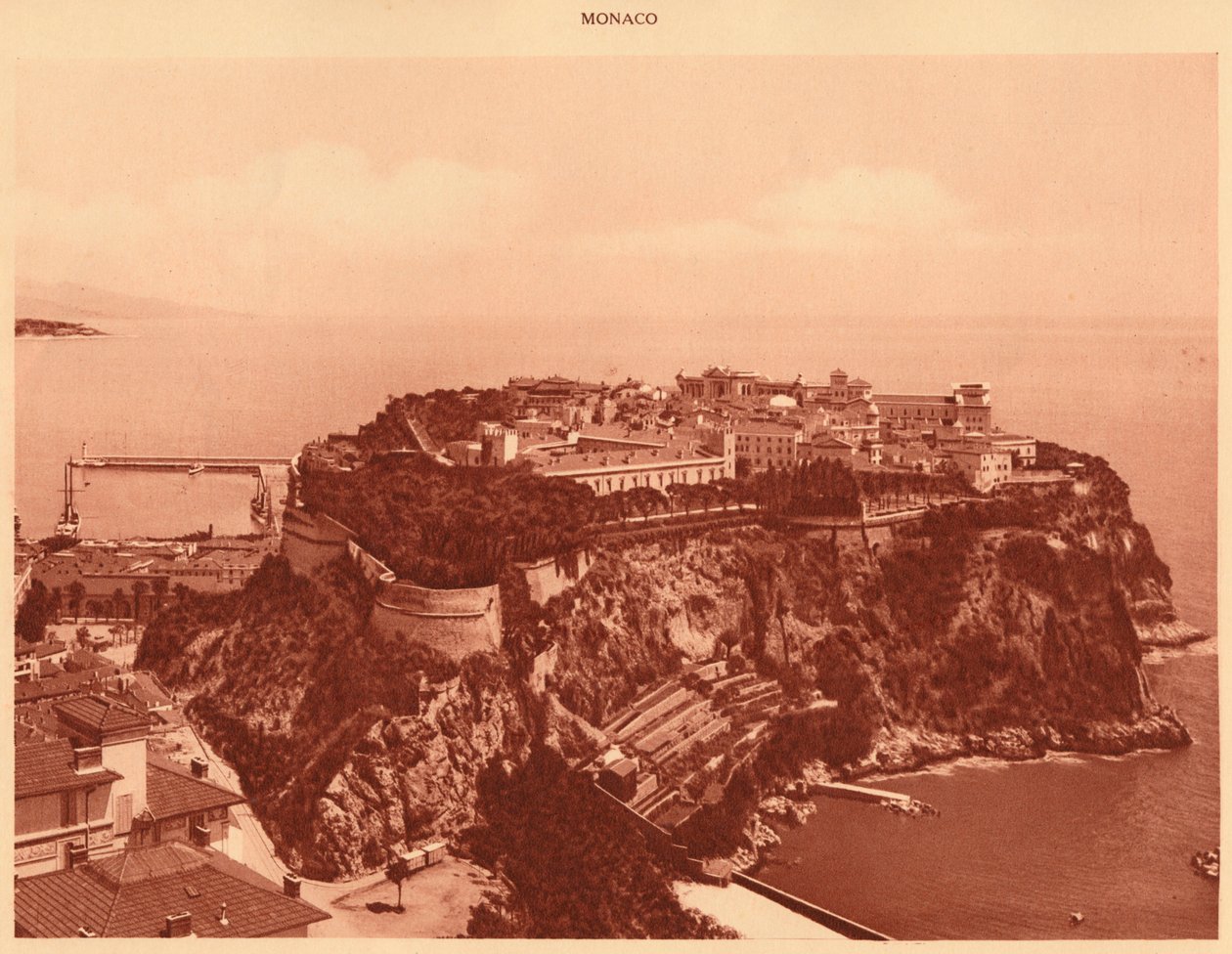 摩纳哥公国全景，1930年。 作者 不明