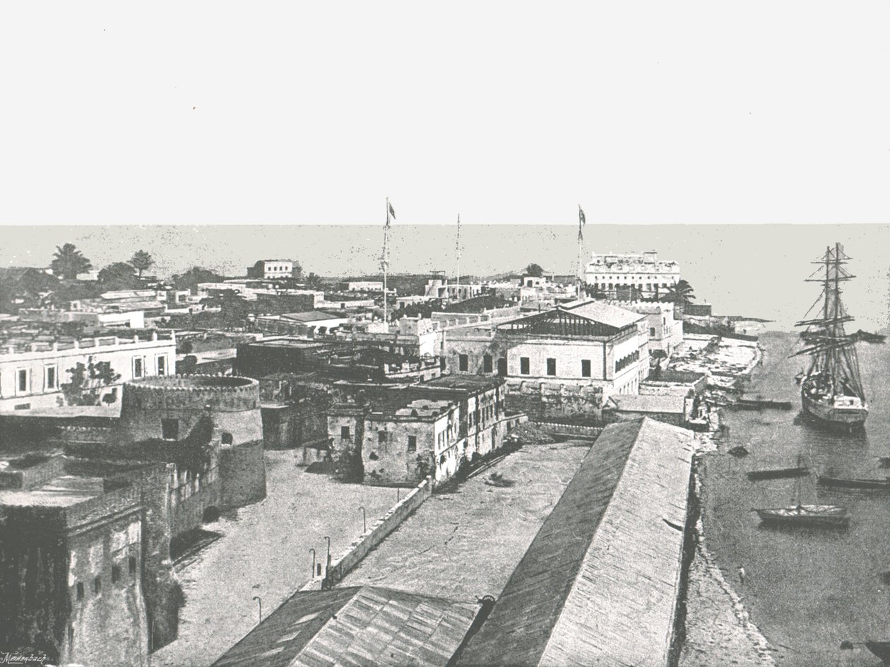 首都桑给巴尔的全景，1895年。 作者 不明