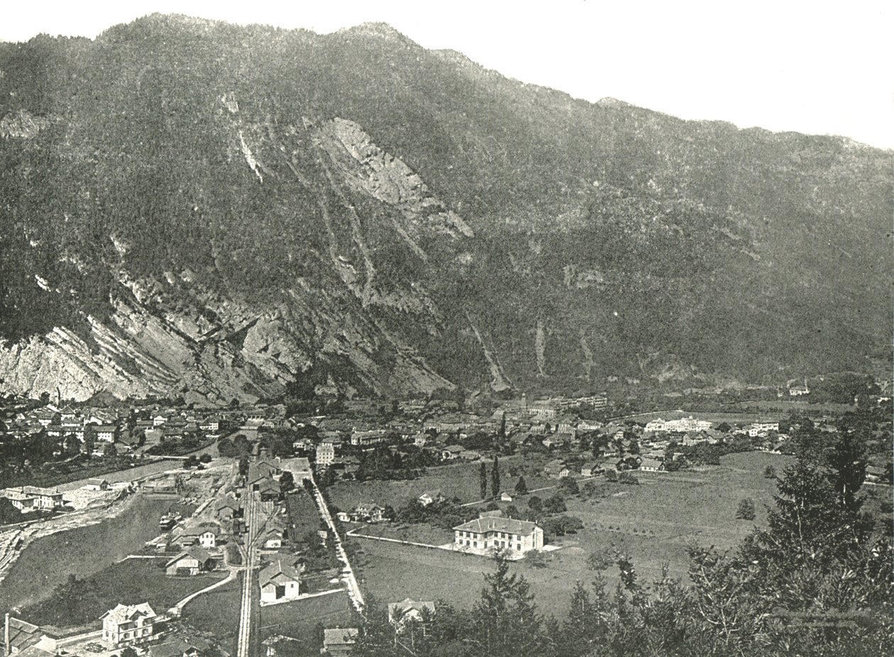 瑞士因特拉肯镇的全景，1895年。 作者 不明