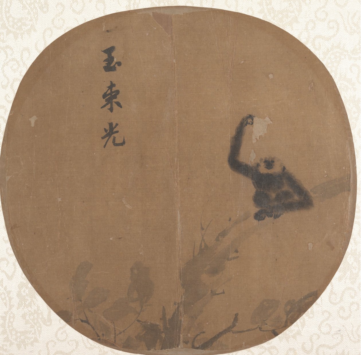 坐在树枝上的吉本，12世纪末。 作者 不明