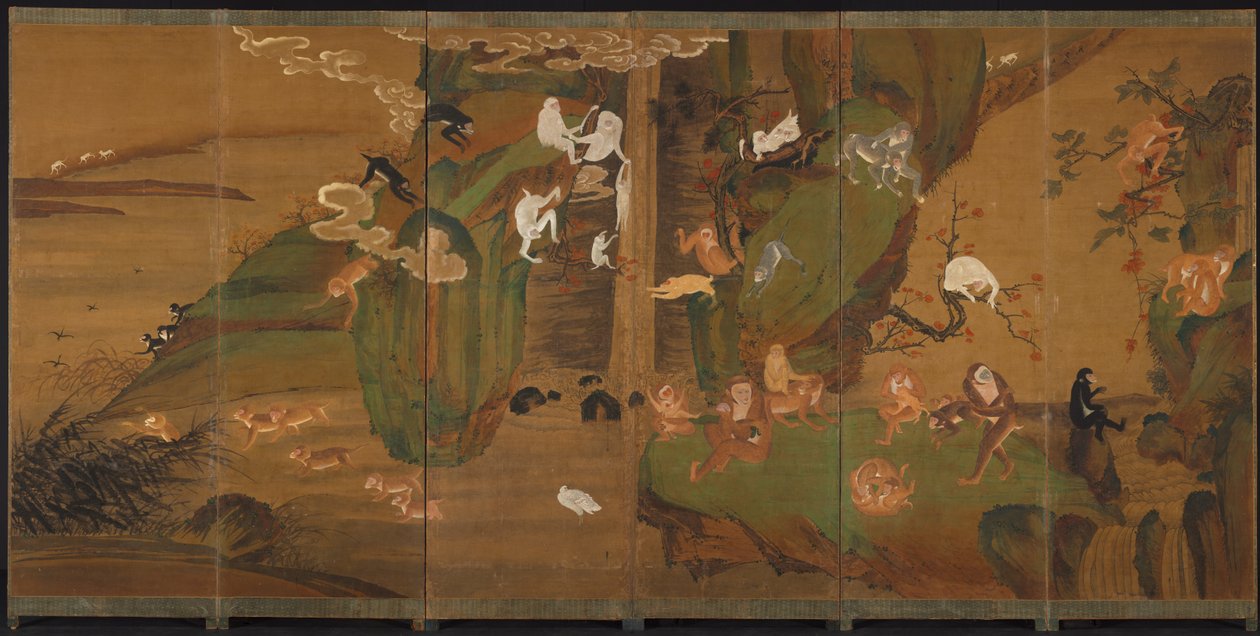1800年代末或1900年代初的景观中的长臂猿。 作者 不明