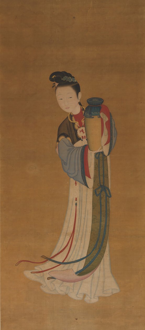 带着酒罐的女孩，18世纪。 作者 不明