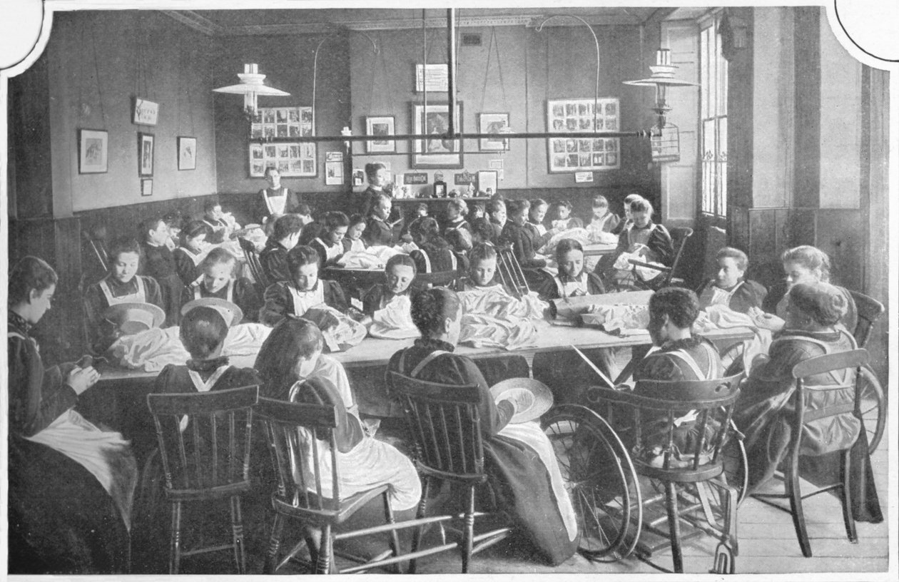 针线活的女孩，哈利威克女子学校，伦敦马里波恩路，1903年，1903年 作者 不明