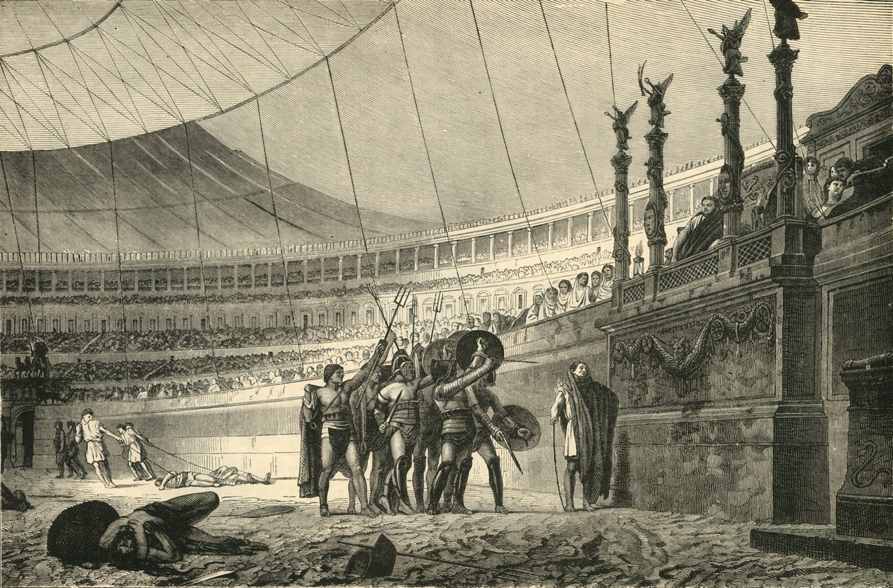 角斗士在参战前向皇帝致敬，1890年。 作者 不明