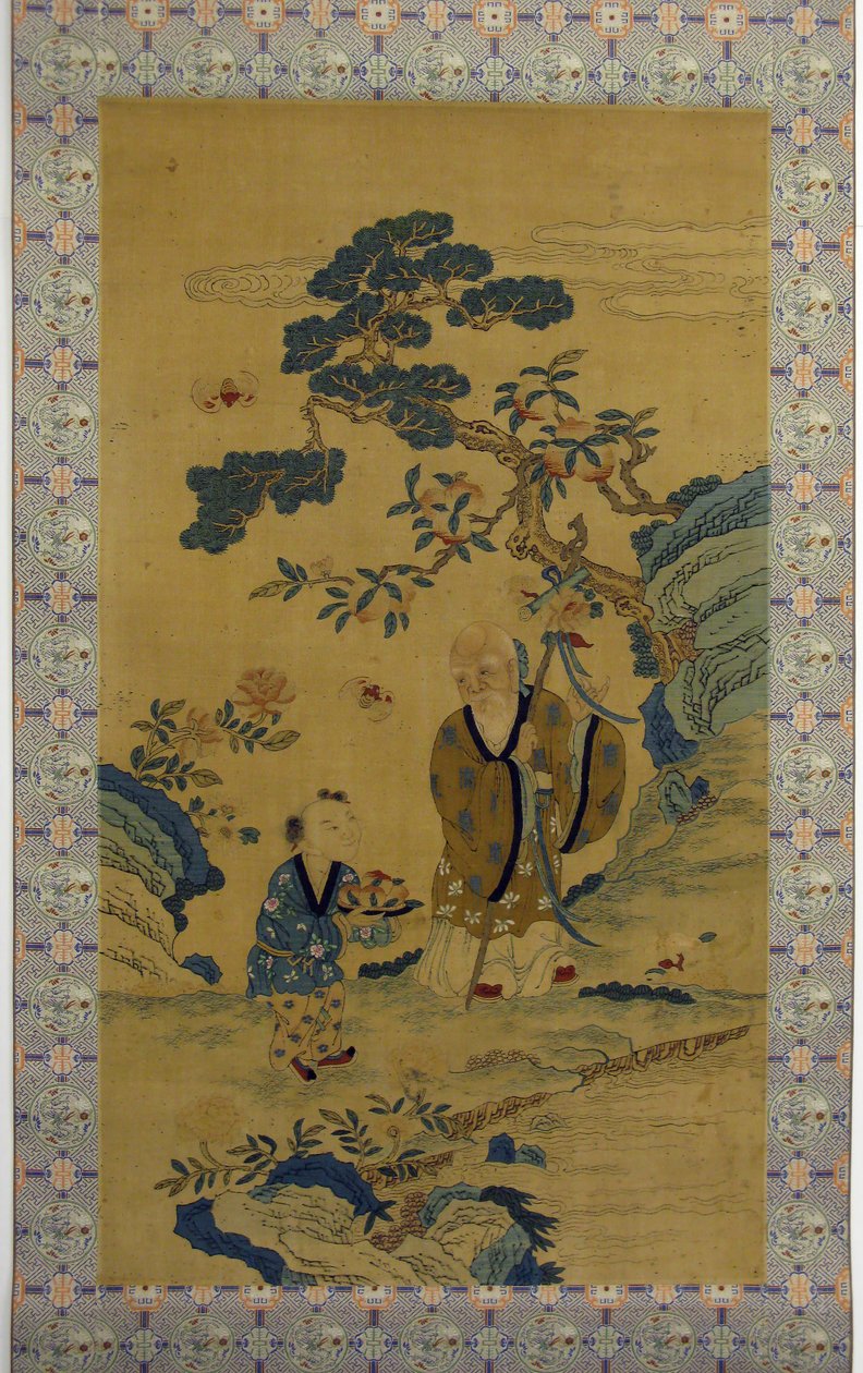 长寿之神寿老和男孩，19世纪。 作者 不明