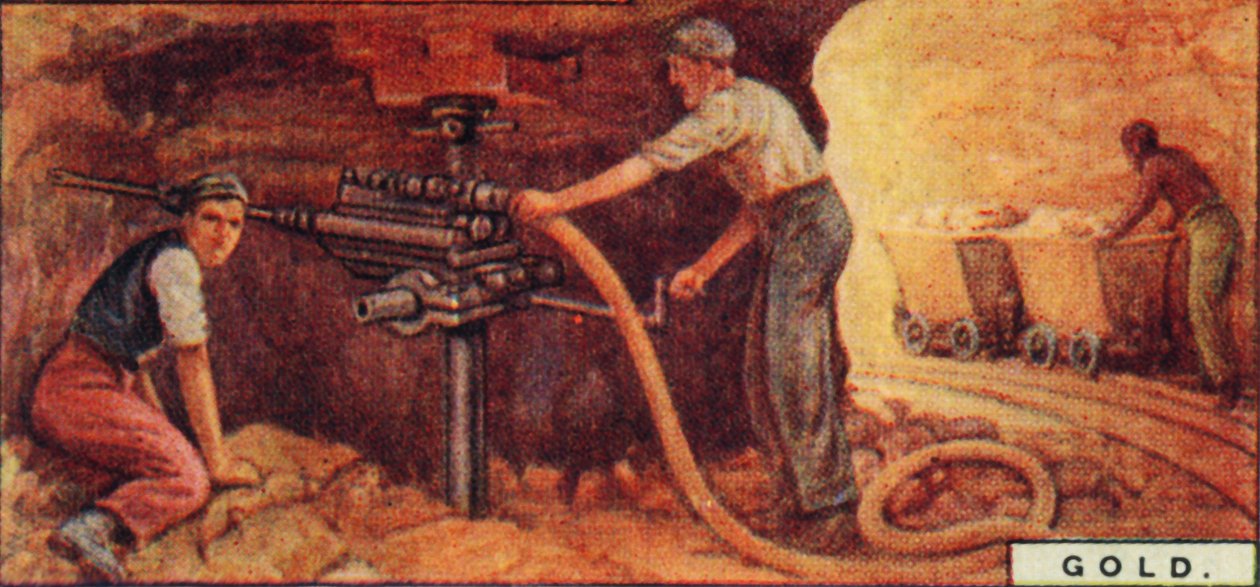 金。 -南非洲Drlling Blast Holes，1928年 作者 不明
