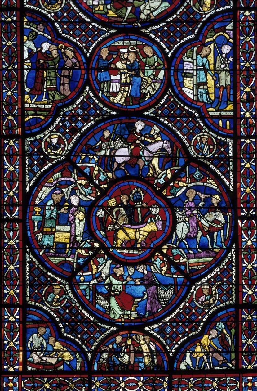 Gothic art: the life of the child prodigy. Stained glass of the ambulatory of the Cathedrale Saint Etienne de Bourges (Loir et Cher) 作者 不明