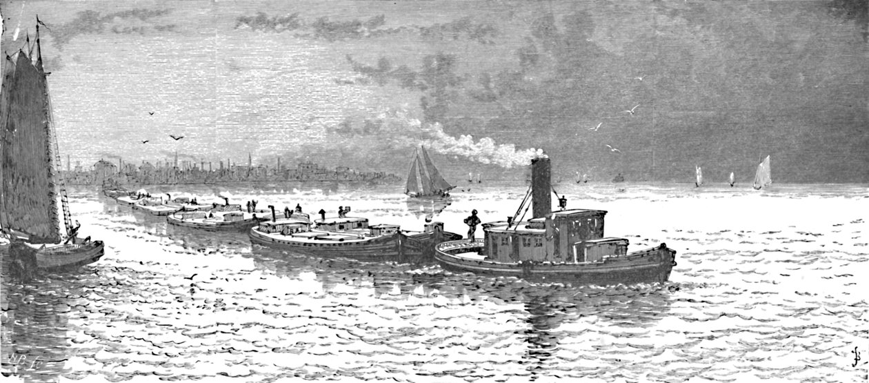 离开芝加哥的粮船，1883年 作者 不明