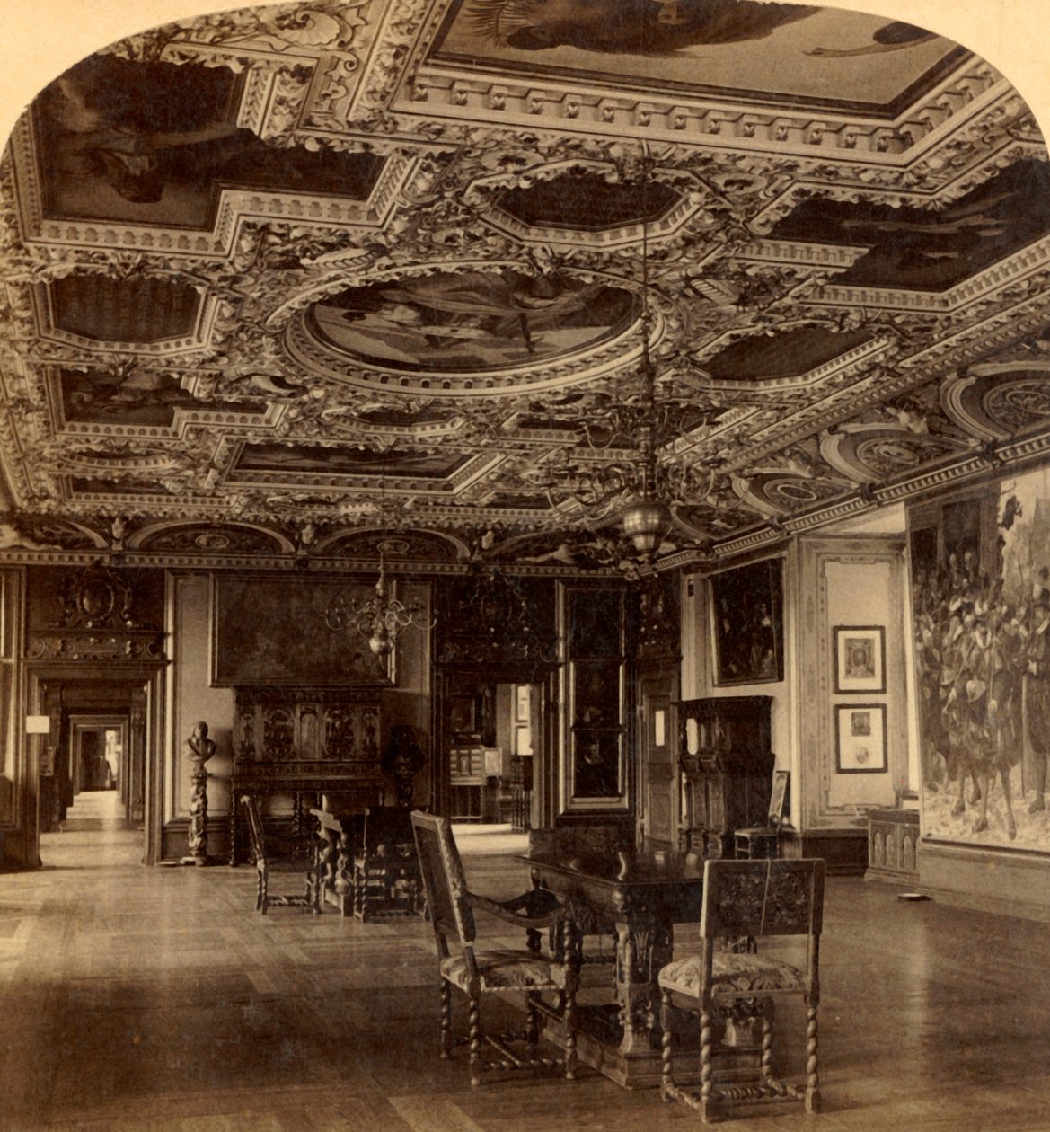 丹麦腓特烈堡城堡大宴会厅，1897年。 作者 不明