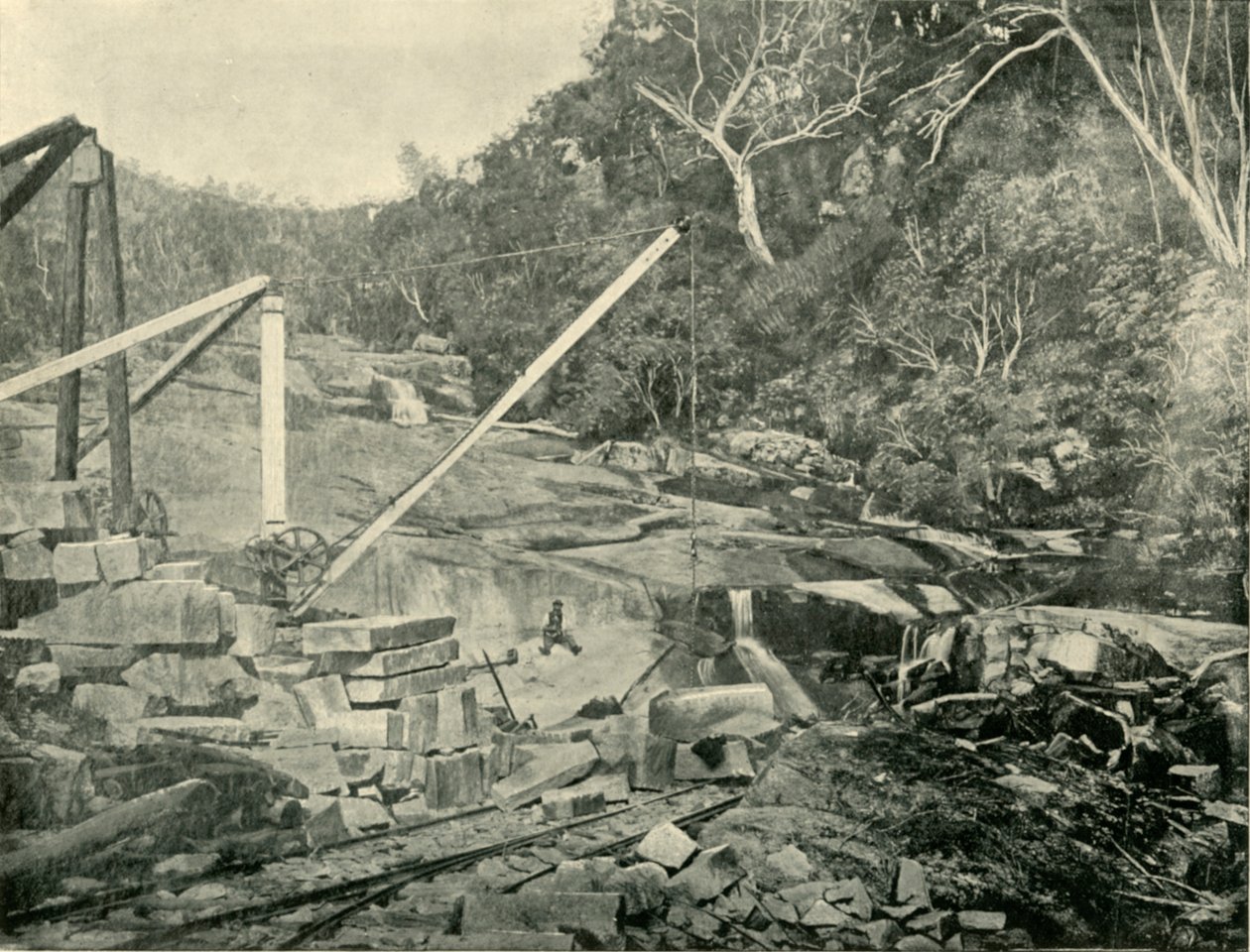 1901年，维多利亚州Trawool的花岗岩采石场。 作者 不明