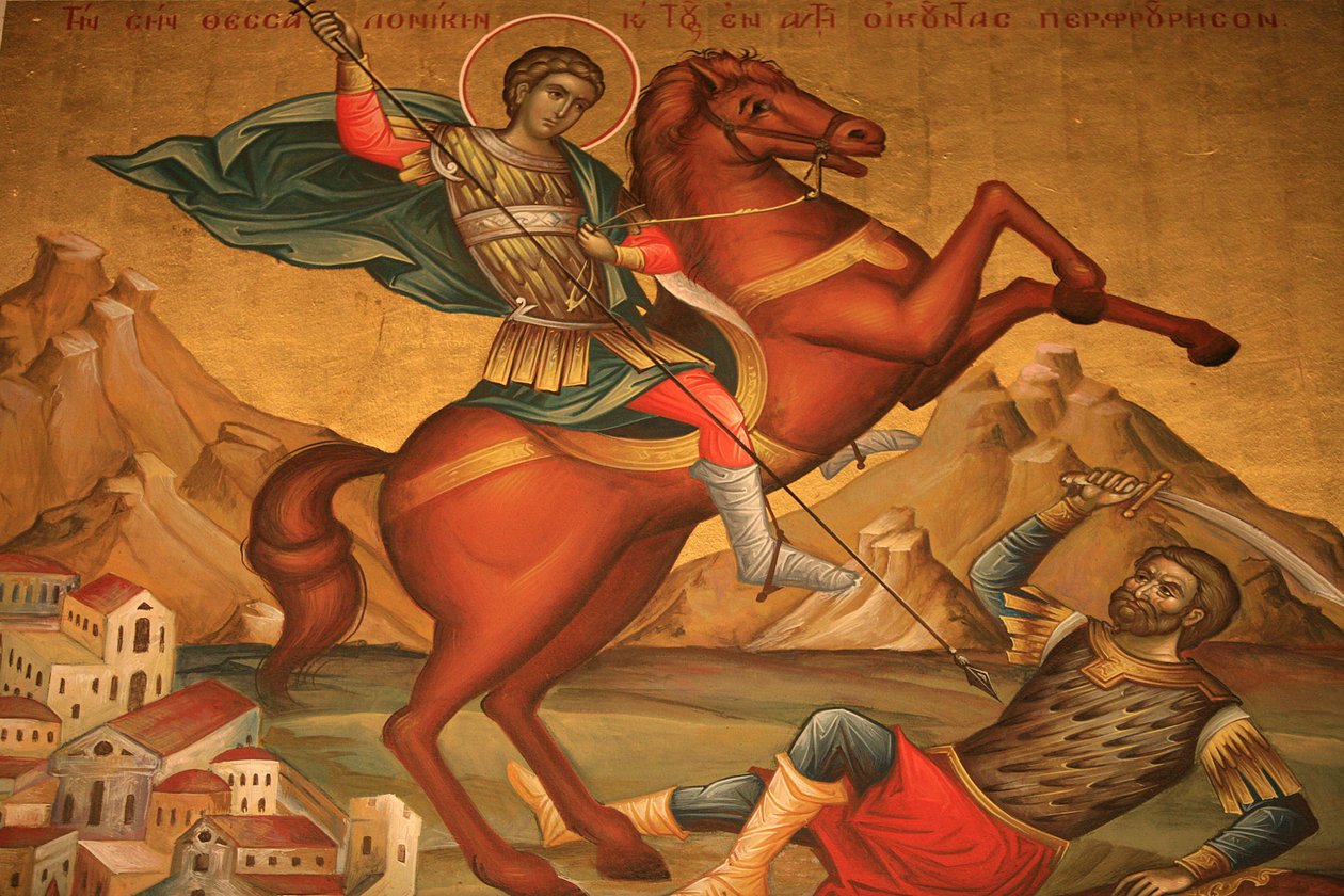 Greek orthodox icon depicting Saint Dimitrios Thessalonique Grece 作者 不明