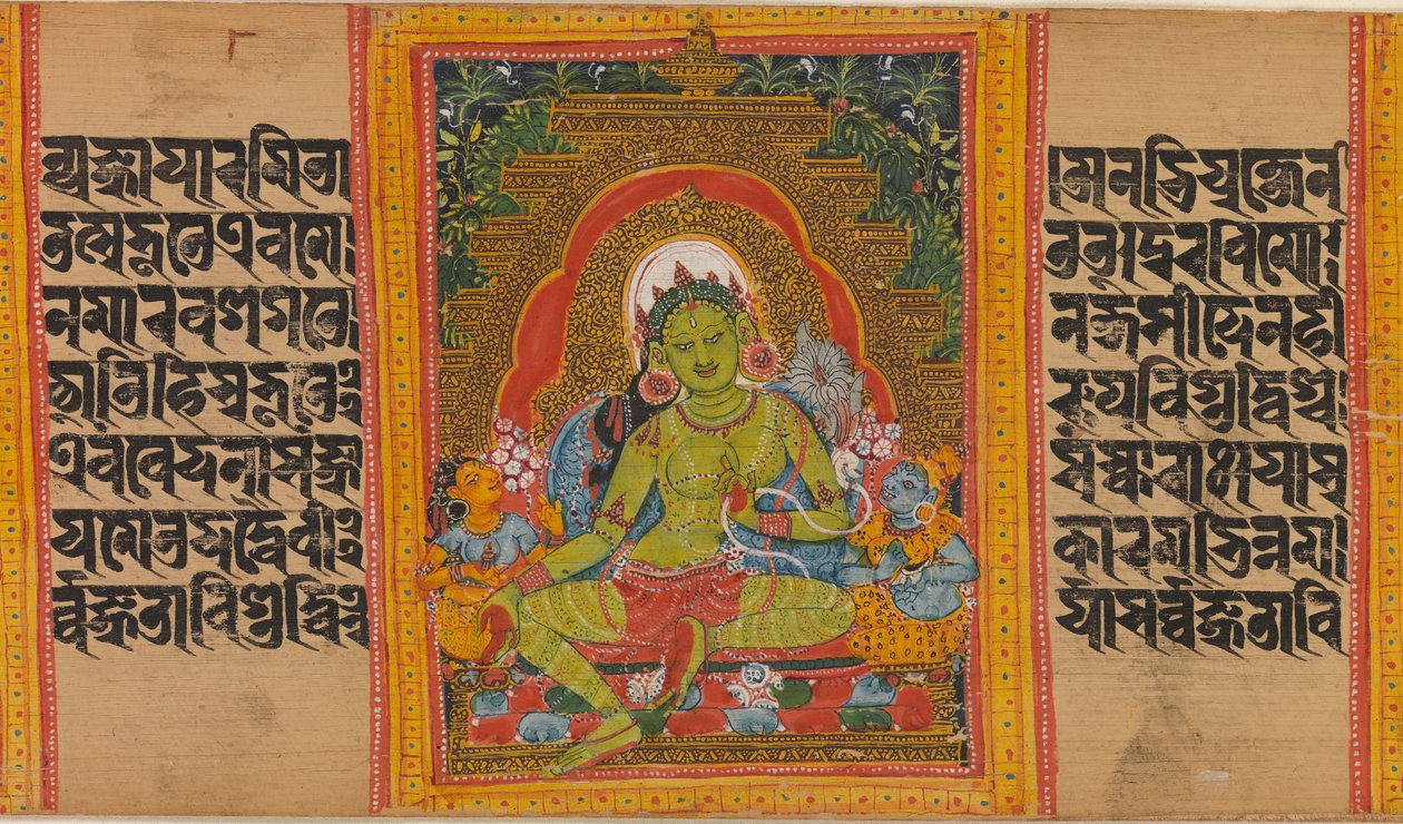 Green Tara ...智慧手稿的完美，十二世纪初。 作者 不明