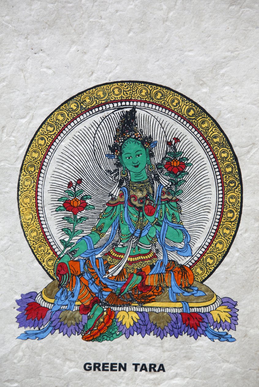 Green Tara, Buddhist symbol of prosperity. Kopan monastery, Bhaktapur, Nepal 作者 不明