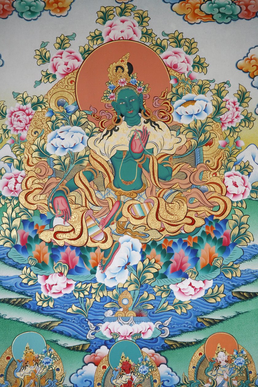 绿度母，繁荣的象征。 Kopan修道院，加德满都，尼泊尔 作者 不明