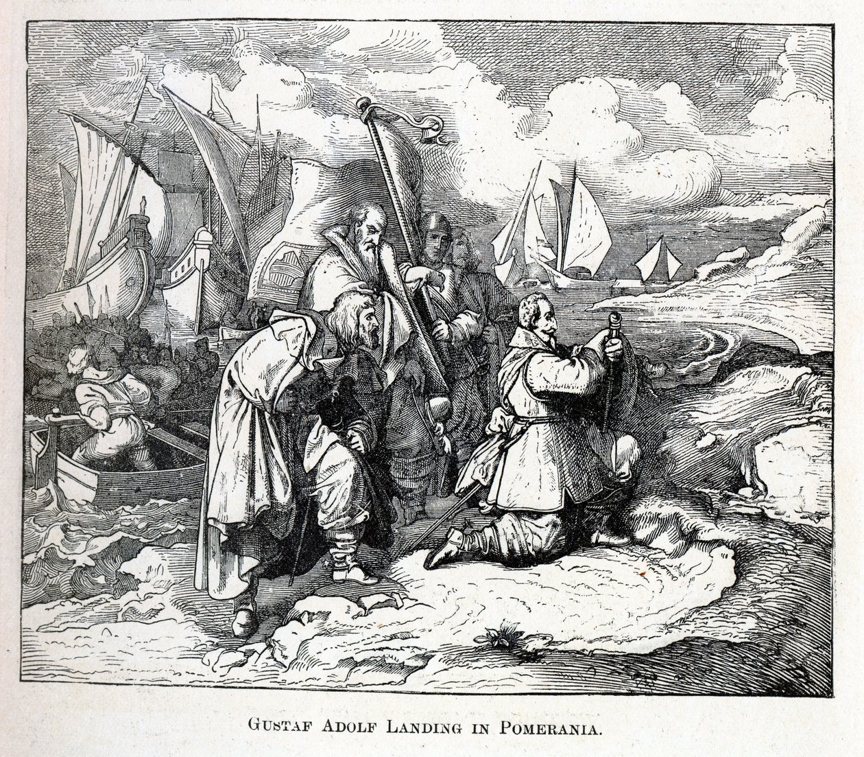 古斯塔夫·阿道夫（Gustav Adolf）登陆波美拉尼亚，1882年 作者 不明