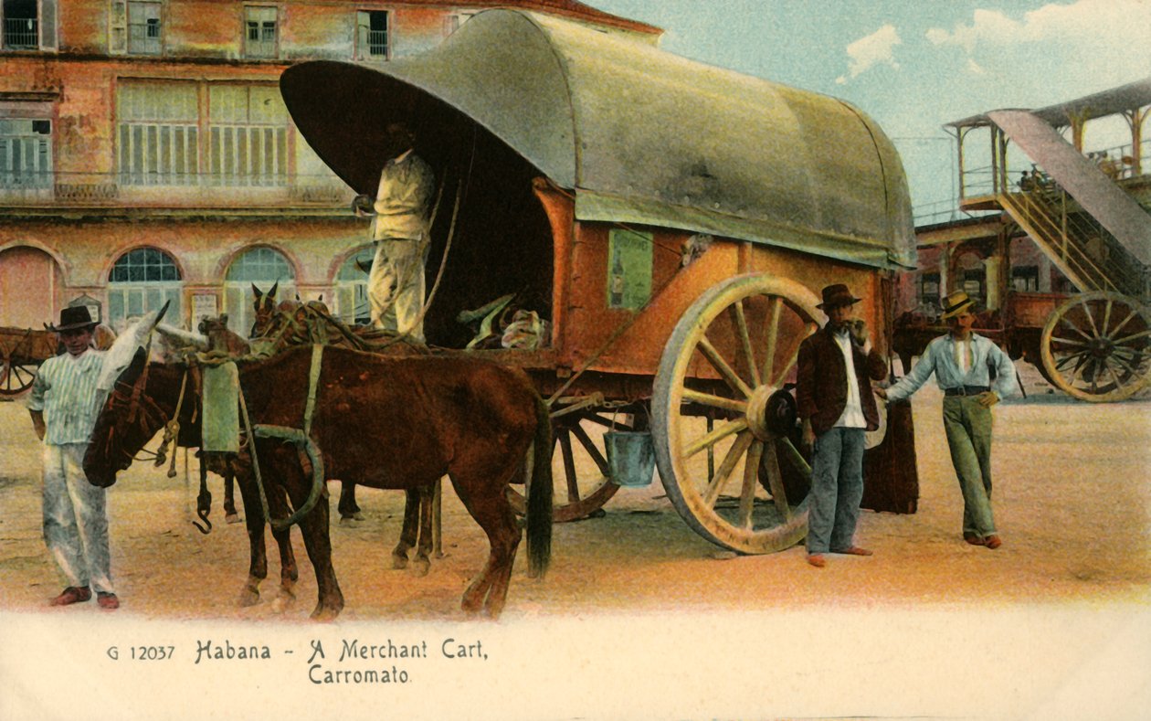 哈瓦那-商人手推车，卡罗马托（Carromato），建于1910年。 作者 不明