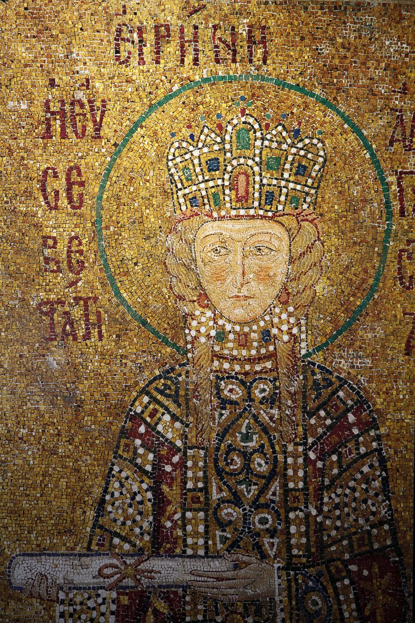Hagia Sophia mosaic : Empress Irene holding a scroll Istanbul Turquie 作者 不明
