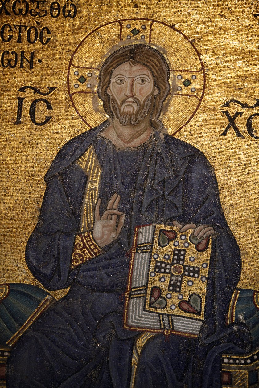 Hagia Sophia mosaic : Jesus blessing & holding the bible Istanbul Turquie 作者 不明