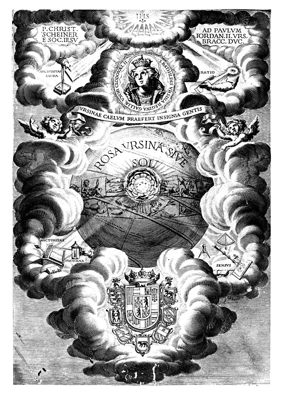 罗莎·乌西娜（Rosa Ursina）的半书名，克里斯托弗·施纳（Christopher Scheiner），1630年 作者 不明