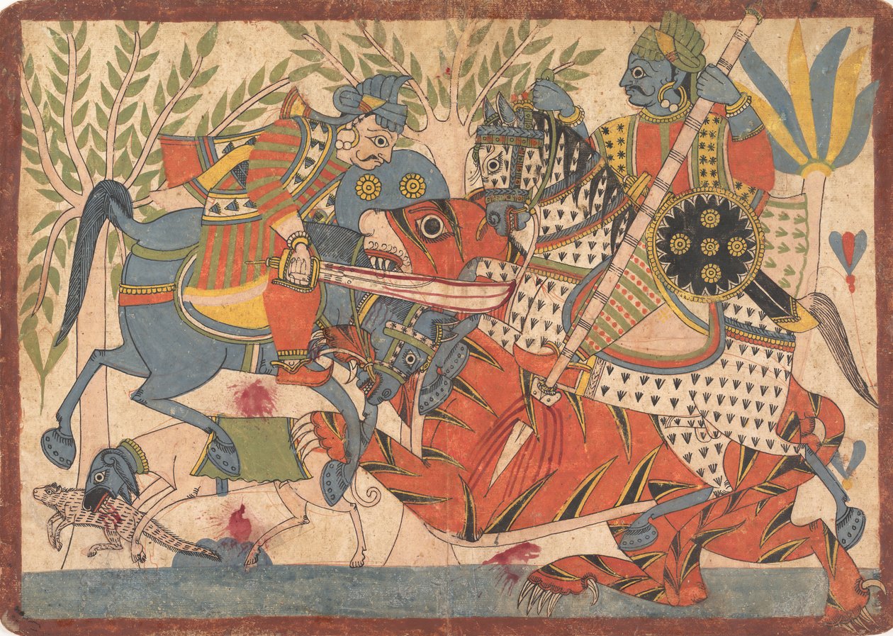 Harishchandra和他的部长杀死哈里桑德拉系列（1800-1850）的老虎对开本。 作者 不明