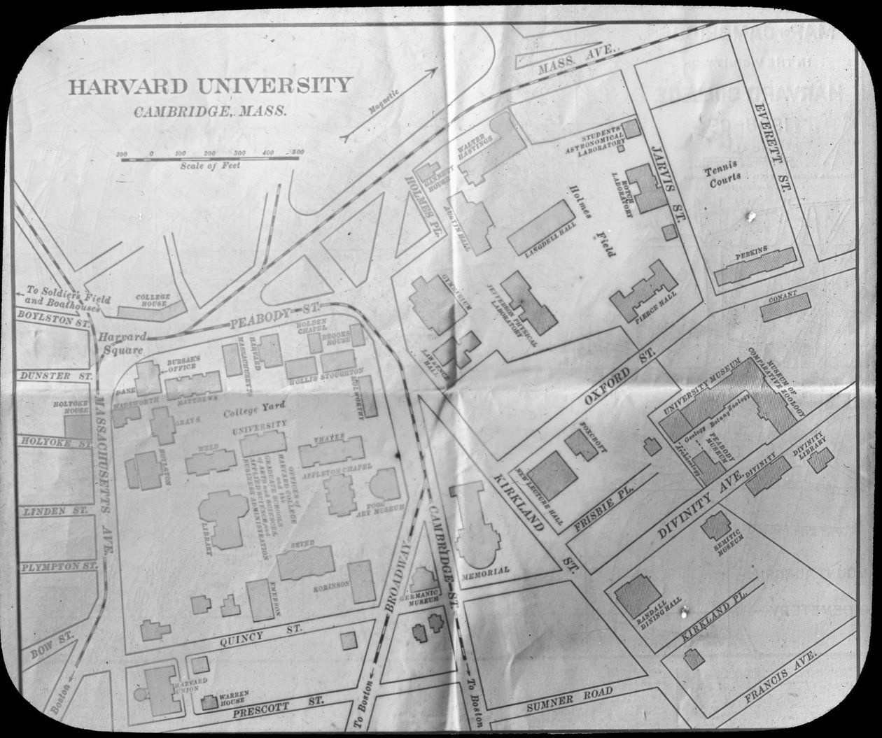 哈佛大学校园地图，19世纪末或20世纪初，美国马萨诸塞州剑桥 作者 不明