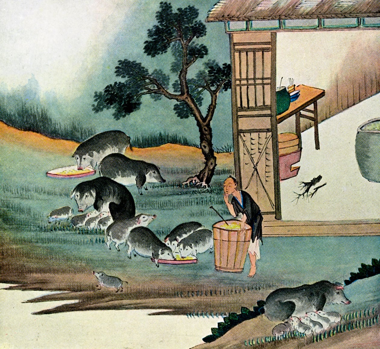1899年，他将他送入田间喂猪 作者 不明