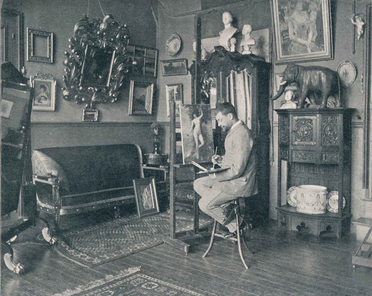 亨利·格维克斯（Henri Gervex）在他的工作室，c1897年 作者 不明