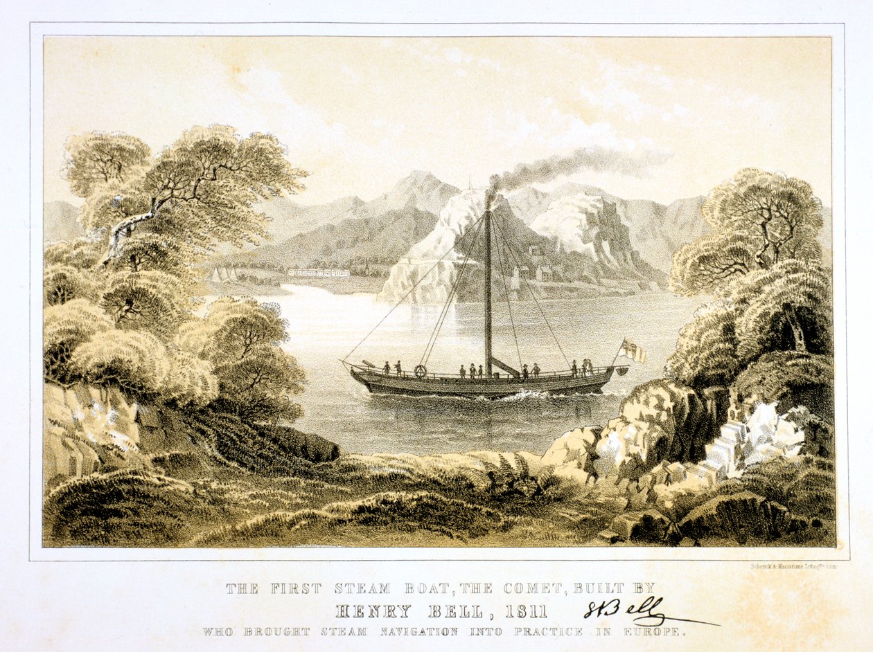 亨利·贝尔斯（Henry Bells）蒸汽船1811年彗星，1856年。 作者 不明