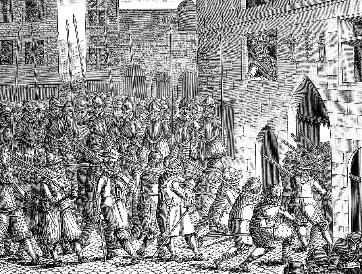 法国的亨利四世（Henry IV）观看西班牙人从巴黎出发，1594年3月22日 作者 不明