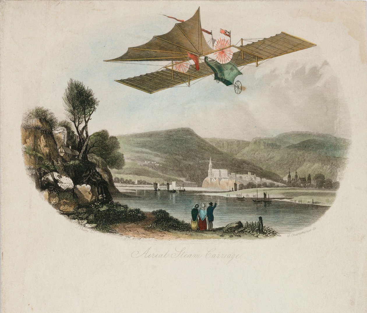 汉森的“空中蒸汽马车”，c 1843 作者 不明