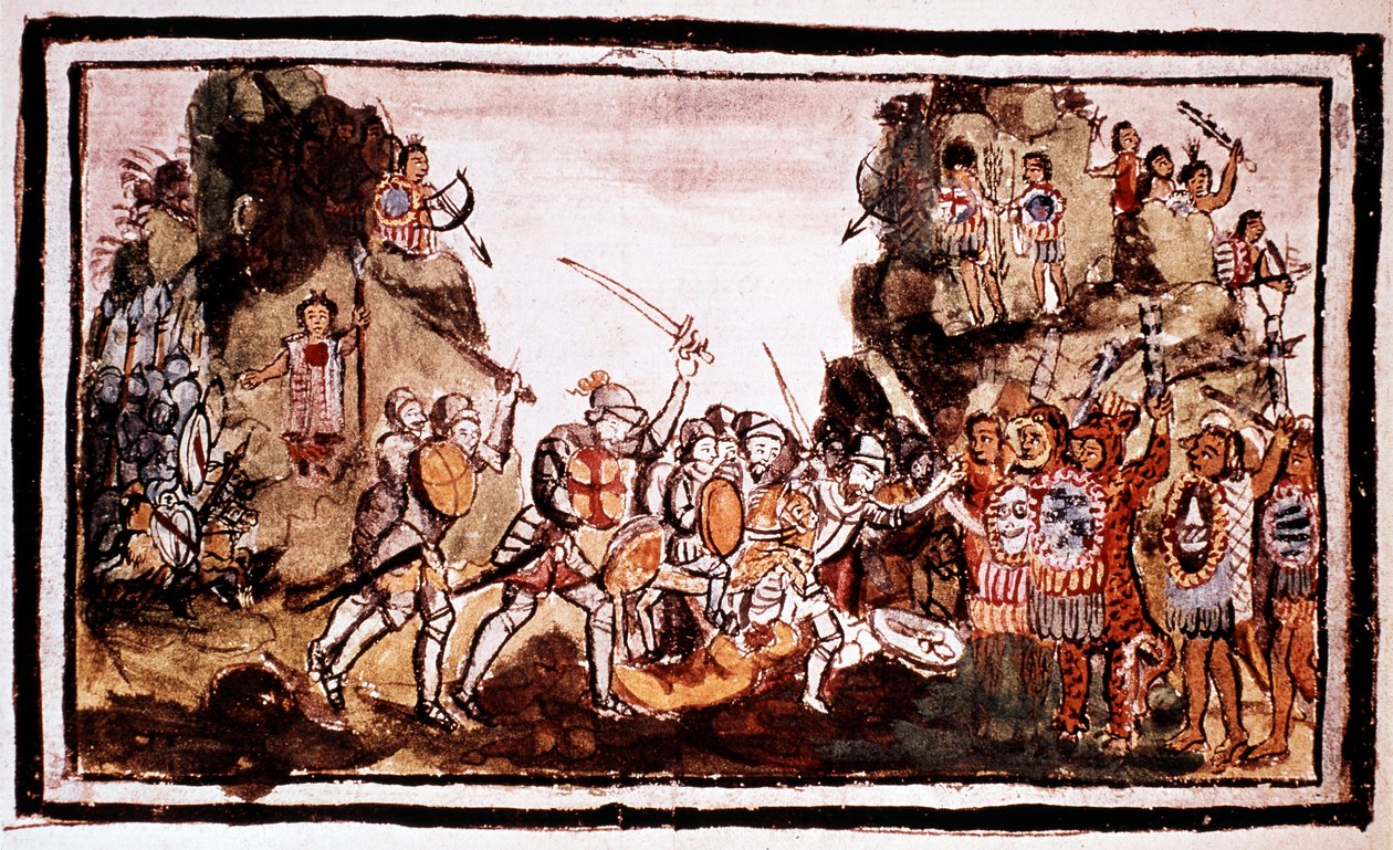 西班牙征服者埃尔南多·科尔特斯·科尔特斯1485-1547年，袭击墨西哥本地人 作者 不明