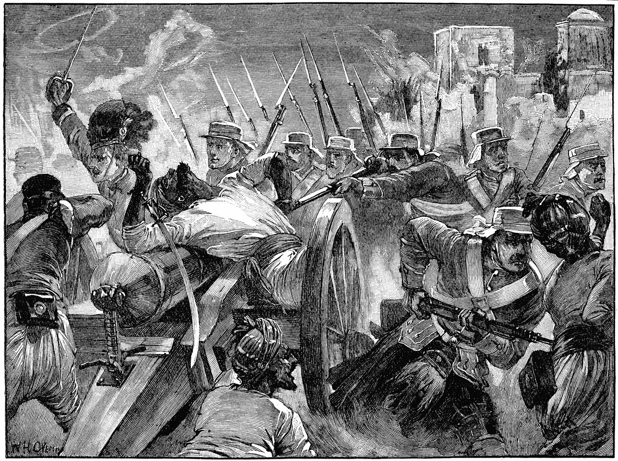 高地人于1857年7月16日在印度兵变中的Cawnpore俘获了诱骗者的枪支c1895 作者 不明