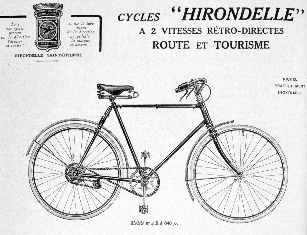 Hirondelle Saint Etienne，自行车旅游广告，二十世纪 作者 不明