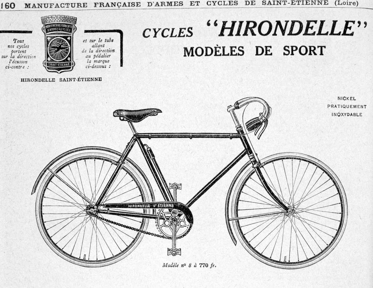 Hirondelle Saint Etienne，自行车旅游广告，二十世纪 作者 不明