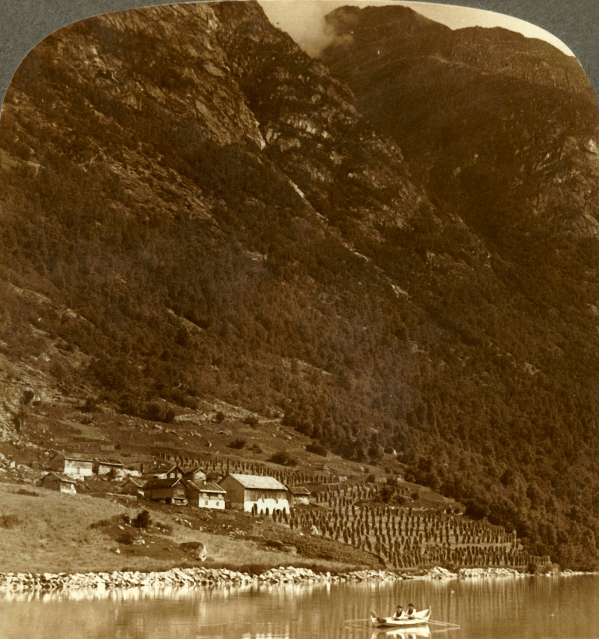 Homgending的农场，在山基地的依nest，在湖Loen E.岸，挪威，c1905。 作者 不明