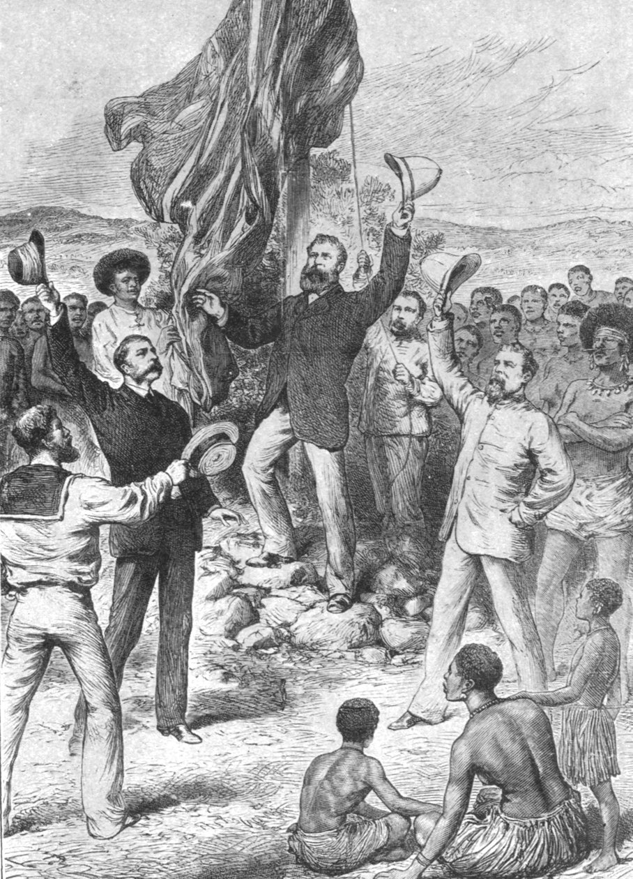 1883年在新几内亚举起英国国旗：切斯特先生……呼吁三声欢呼，1901年。 作者 不明
