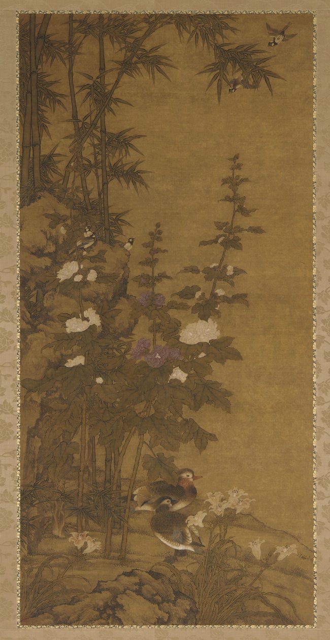 Hollyhocks and Ducks, 16世纪。 作者 不明
