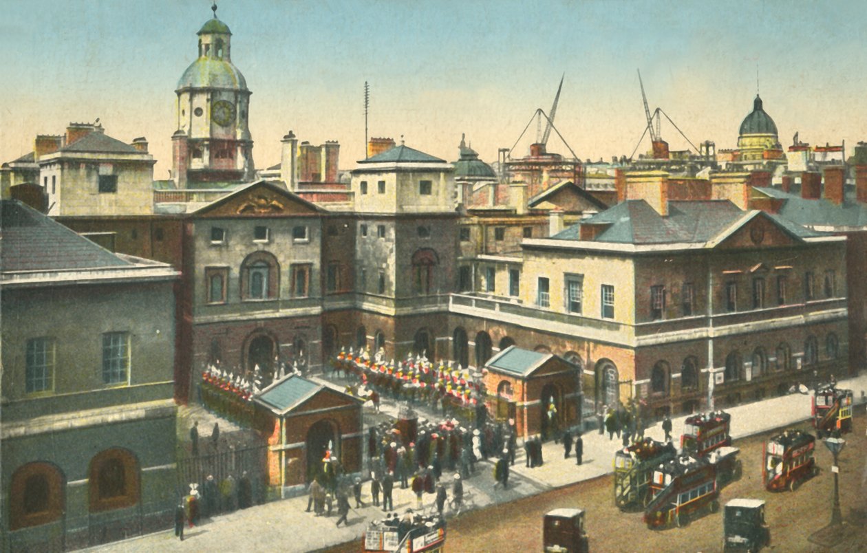 骑马卫兵，白厅，伦敦，c1910。 作者 不明