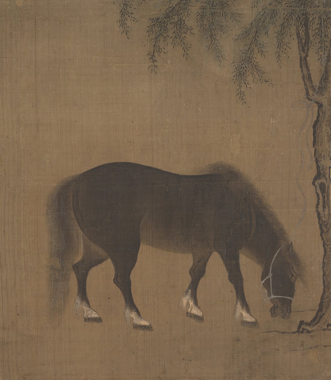 马和柳树，15世纪初。 作者 不明