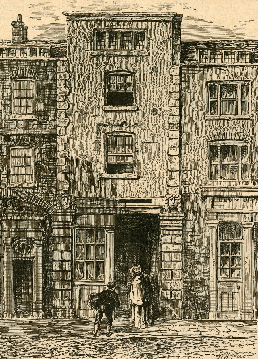 据说在1897年在Fetter Lane被Dryden占领的房屋。 作者 不明