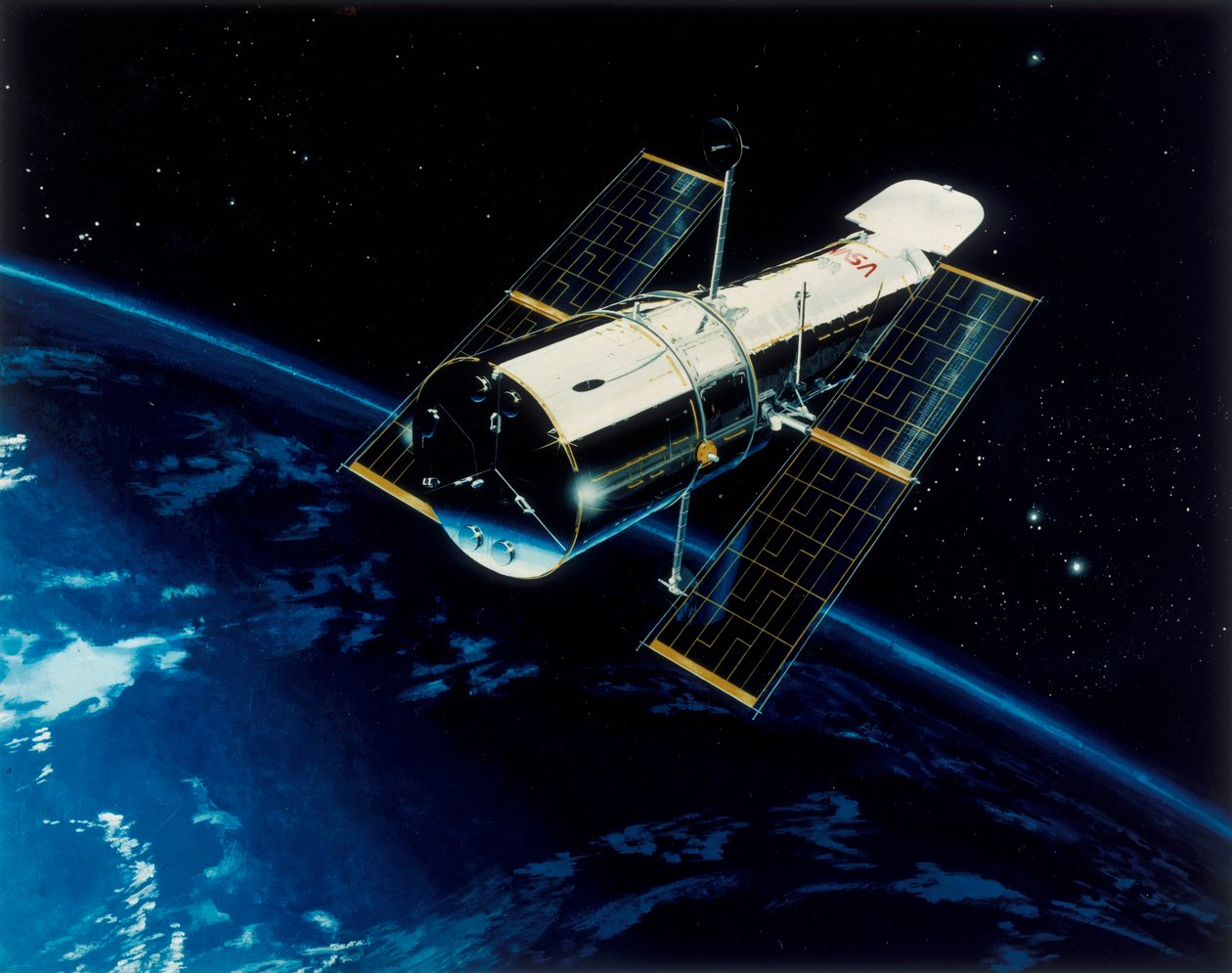 哈勃太空望远镜在轨，1980年代 作者 不明