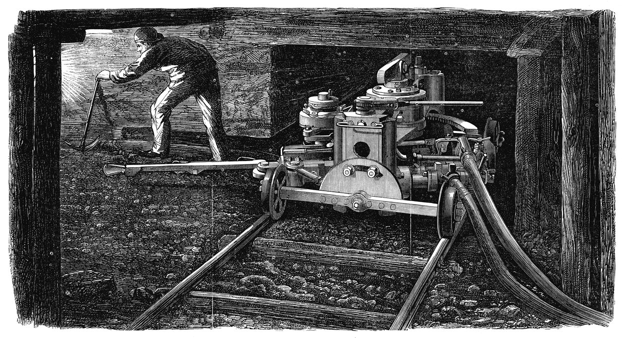 液压切煤机，名为The Iron Man，1867年 作者 不明