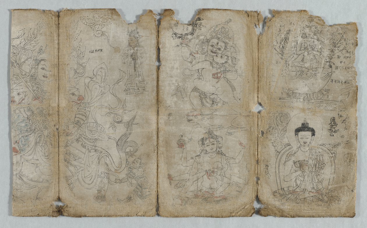 肖像画：Vaishravana，Yama，Vsnisavijaya，Tararecto ... 作者 不明