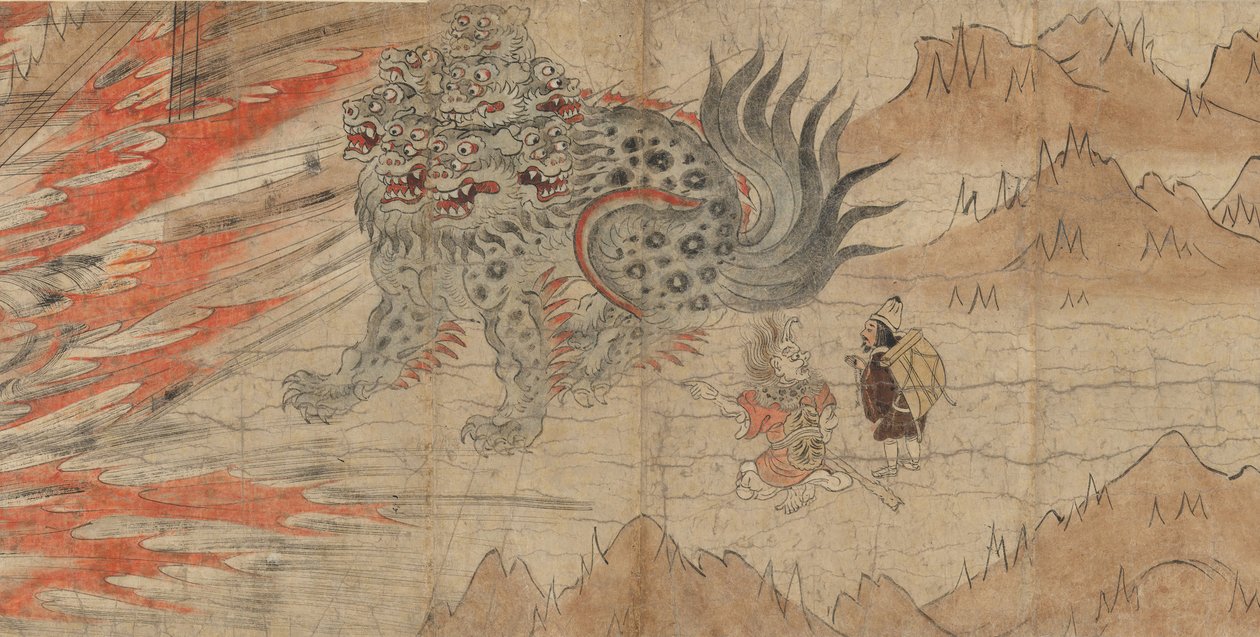 北野天神神社的图解传说 北野天神恩赐的明信片，13世纪末。 作者 不明