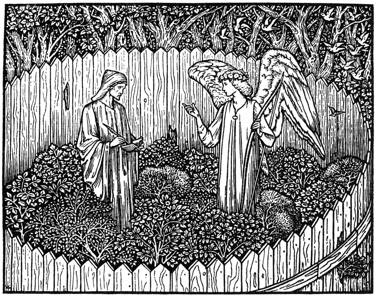 插图摘自Kelmscott出版社的Geoffrey Chaucer作品，1964年，1896年 作者 不明