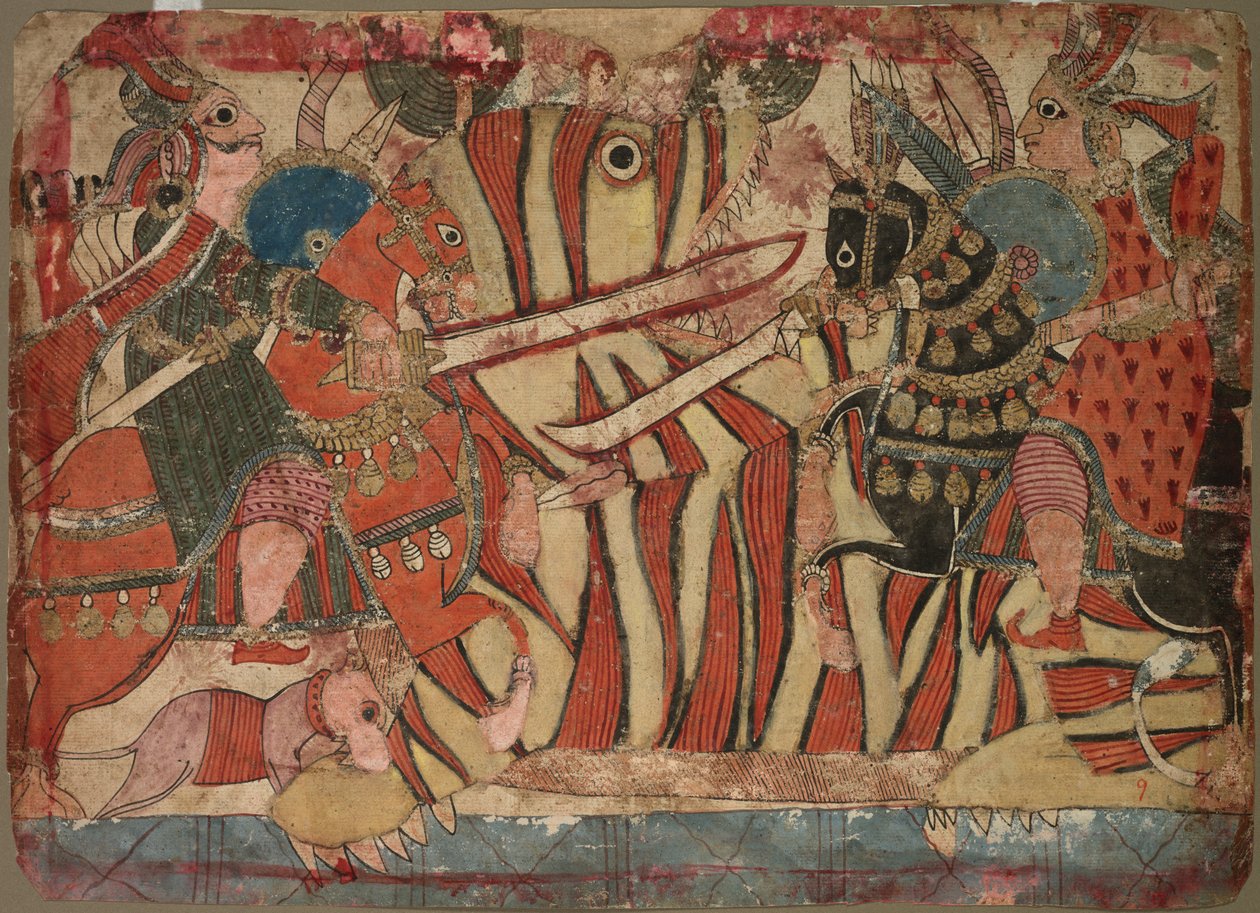 Mahabharata的插图，c。 1800。 作者 不明