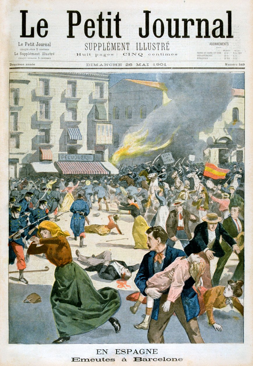 在西班牙，暴动于1901年在巴塞罗那爆发 作者 不明