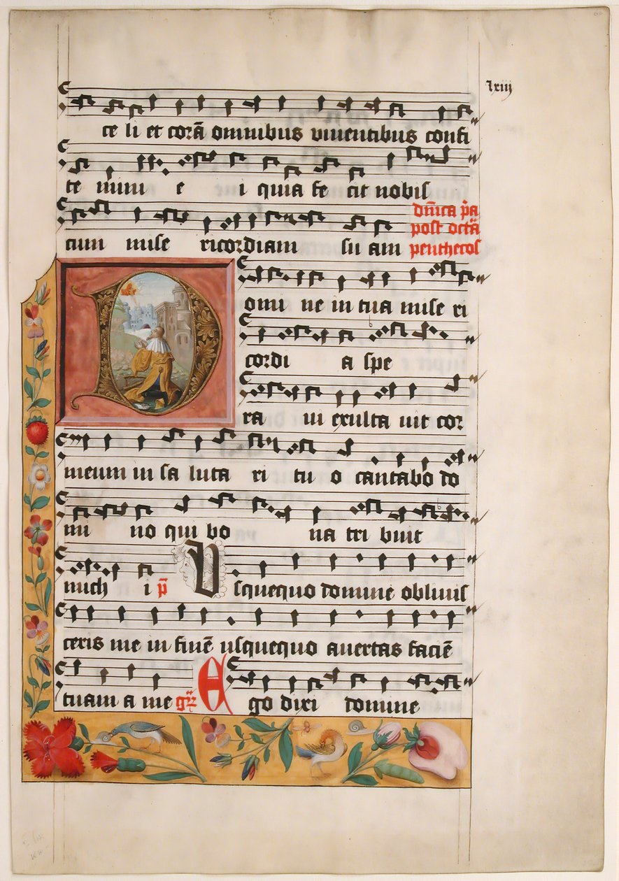 首字母D和大卫王，来自Cistercian Gradual，约1524年。 作者 不明