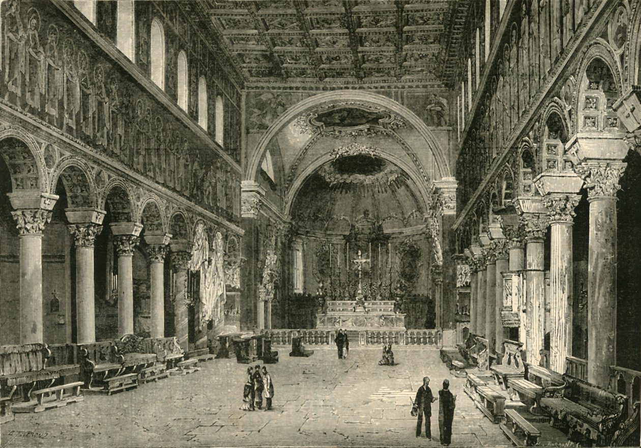 San Apollinare Nuovo内部，拉文纳，1890年。 作者 不明